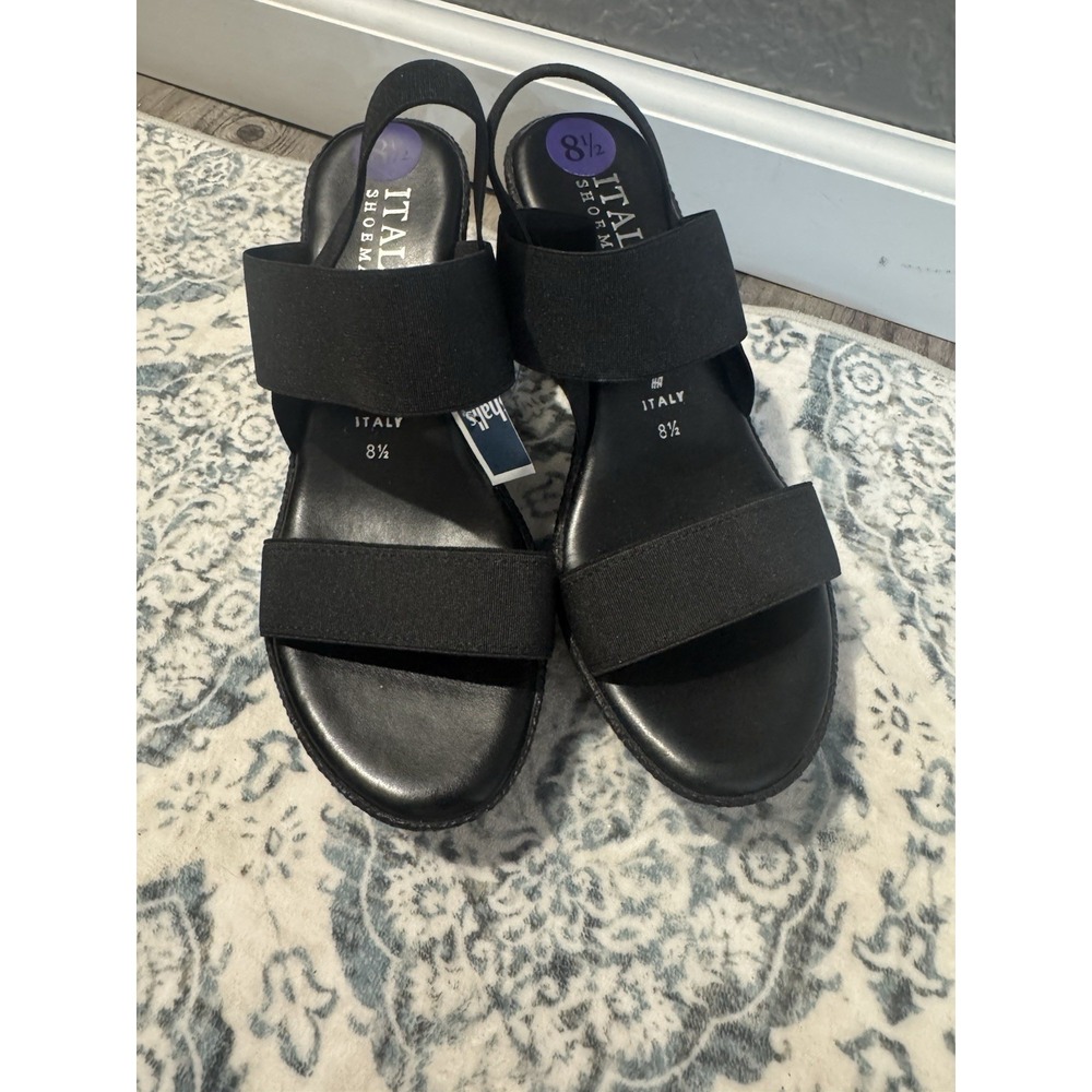 Italian Shoemakers Wedge Sandals 8.5 Black Nwt